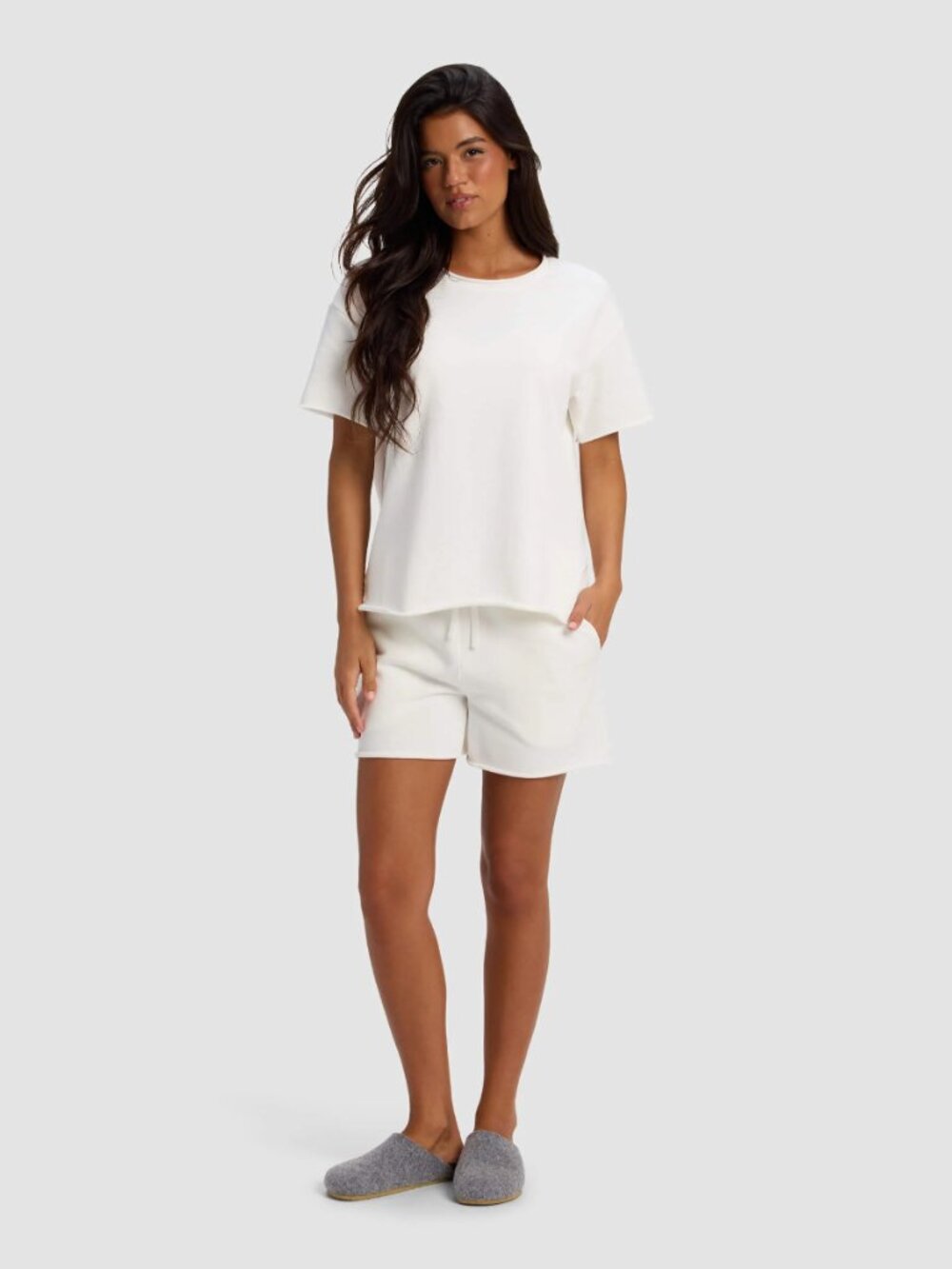 NWT Cozy Earth Chelsea Shorts Bone L Organic Cotton